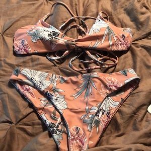 Tan Floral Bikini set